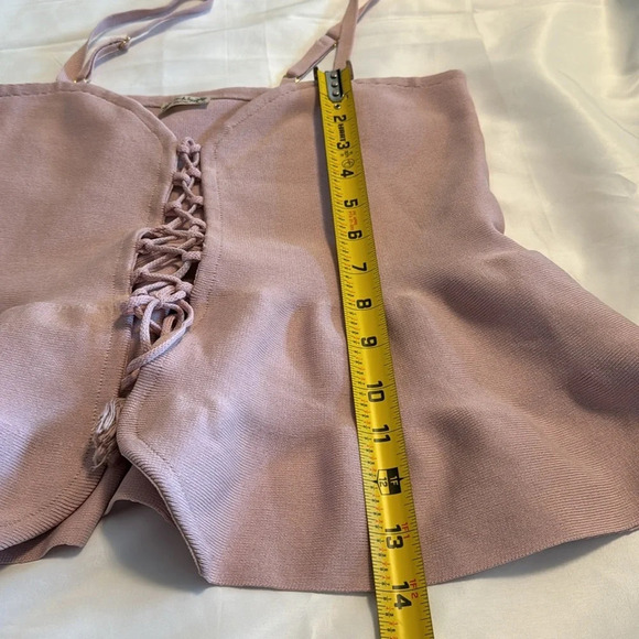 Intimately Free Dusty Pink/Purple Knit Front Lace Up Baby Doll Tank Top Sm - Picture 10 of 10
